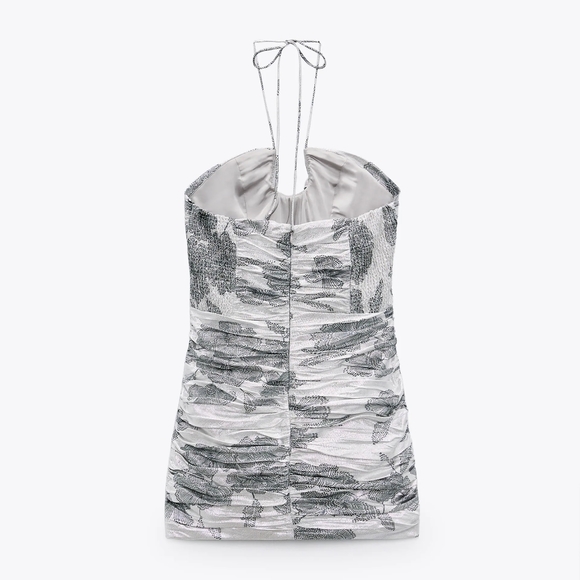 Zara Draped dress with metallic thread - Picture 9 of 14